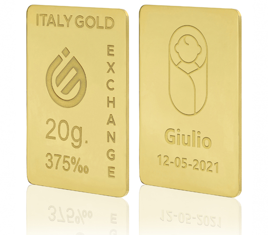 9 Karat Geburtsgeschenk Goldbarren aus 20 g IGE GOLD